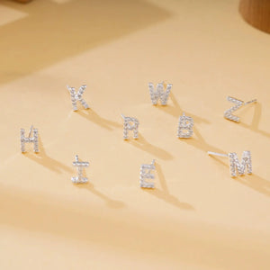 S925 Sterling Silver Mini Letter Stud Earrings - Metis Grace
