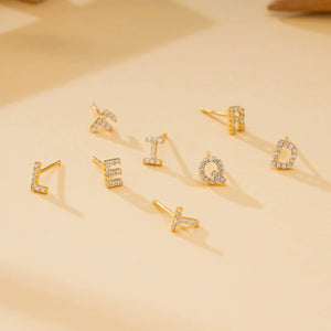 S925 Sterling Silver Mini Letter Stud Earrings - Metis Grace