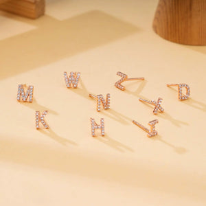 S925 Sterling Silver Mini Letter Stud Earrings - Metis Grace