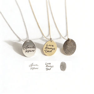 S925 Sterling Silver Personalized Oval Fingerprint Necklace - Metis Grace