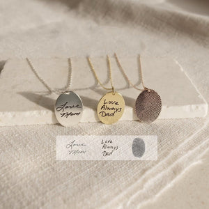 S925 Sterling Silver Personalized Oval Fingerprint Necklace - Metis Grace