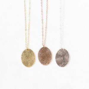 S925 Sterling Silver Personalized Oval Fingerprint Necklace - Metis Grace
