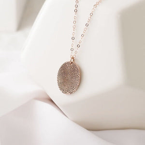 S925 Sterling Silver Personalized Oval Fingerprint Necklace - Metis Grace