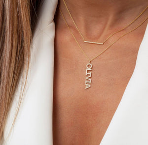 S925 Sterling Silver Vertical Name Necklace - Metis Grace