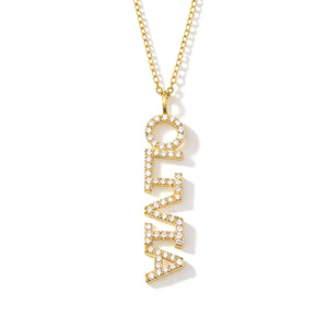 S925 Sterling Silver Vertical Name Necklace - Metis Grace