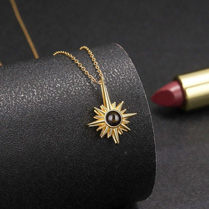 Sunflower Photo Projection Necklace in S925 Sterling Silver - Metis Grace