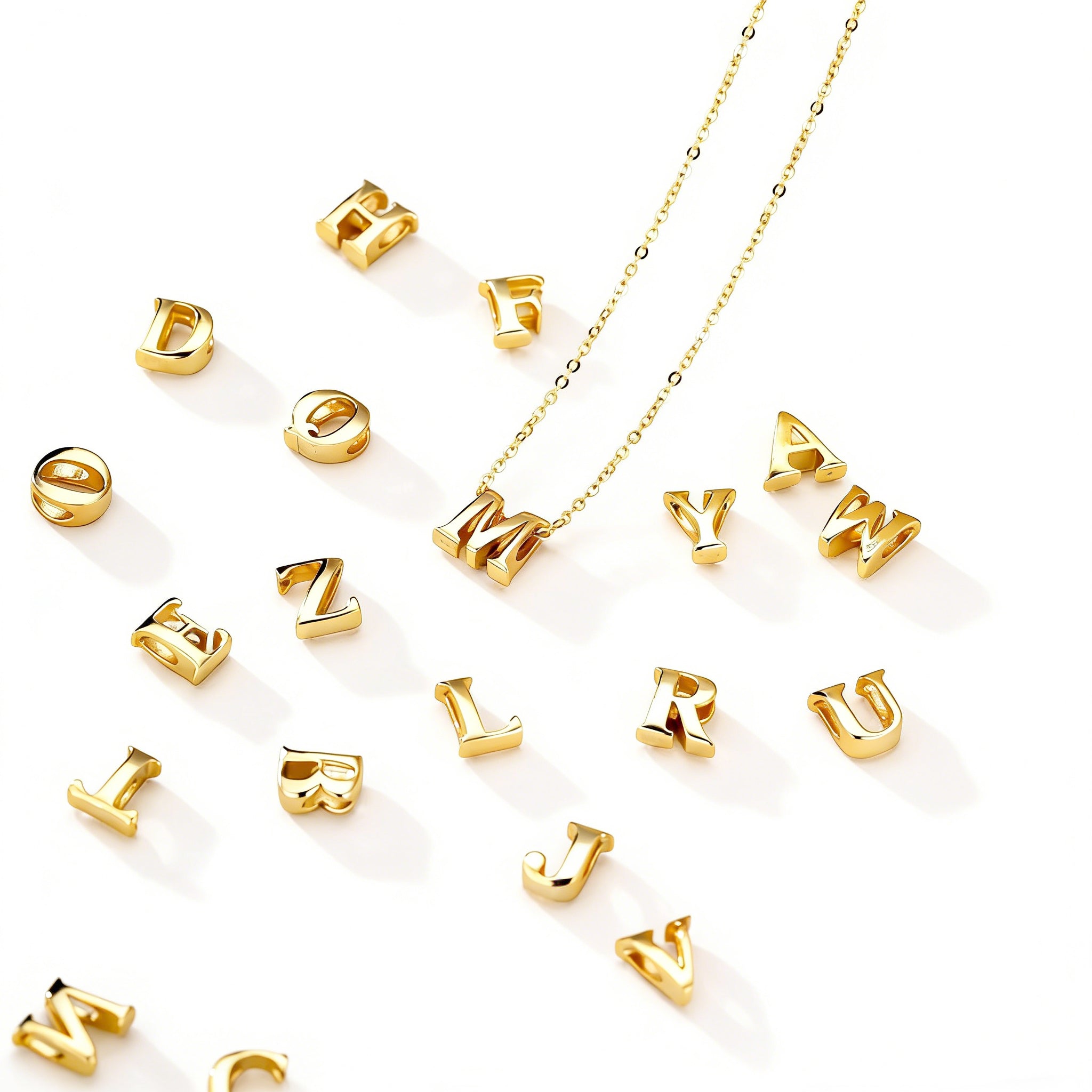 S925 Sterling Silver Hollow Alphabet Pendant Necklace