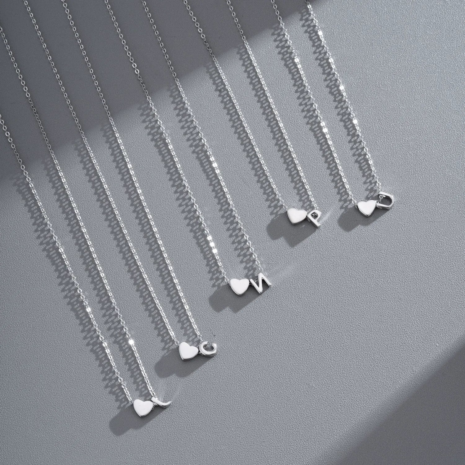 3D S925 Sterling Silver Heart Initial Necklace - Metis Grace