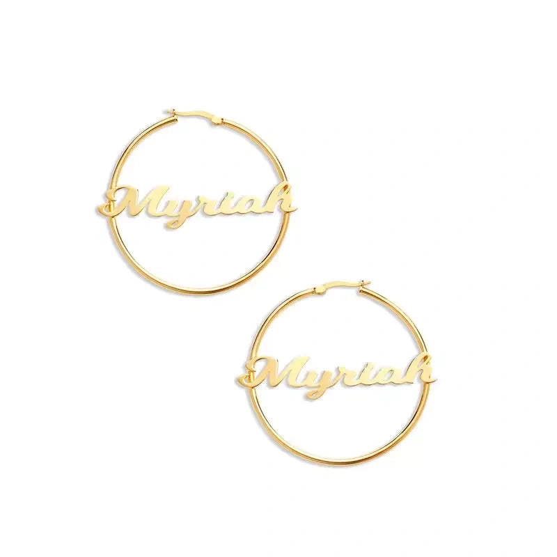 Custom Name Hoop Earrings in S925 Sterling Silver