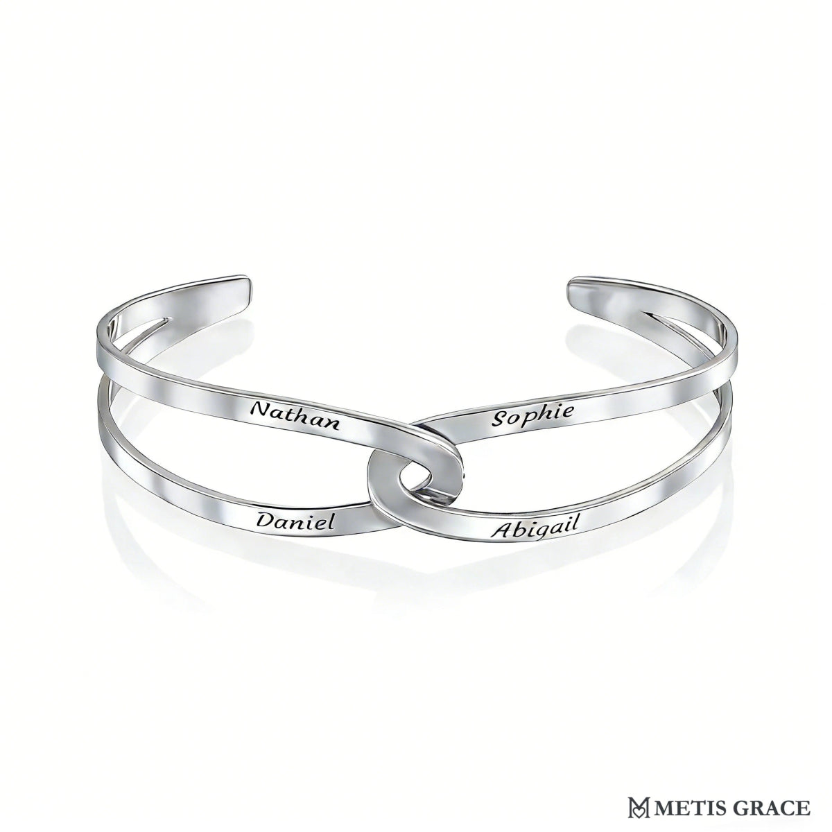 Custom Engraved Open Bangle in S925 Sterling Silver - Metis Grace