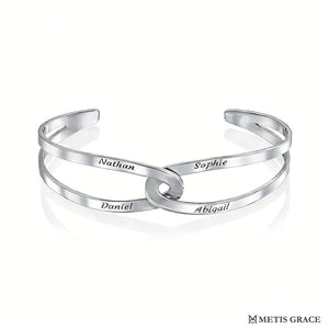 Custom Engraved Open Bangle in S925 Sterling Silver - Metis Grace