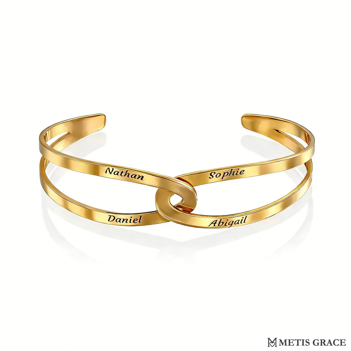 Custom Engraved Open Bangle in S925 Sterling Silver - Metis Grace