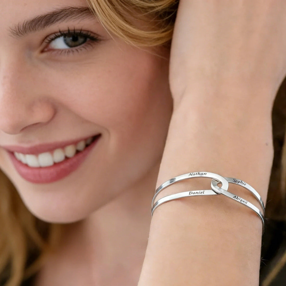 Custom Engraved Open Bangle in S925 Sterling Silver - Metis Grace