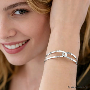 Custom Engraved Open Bangle in S925 Sterling Silver - Metis Grace