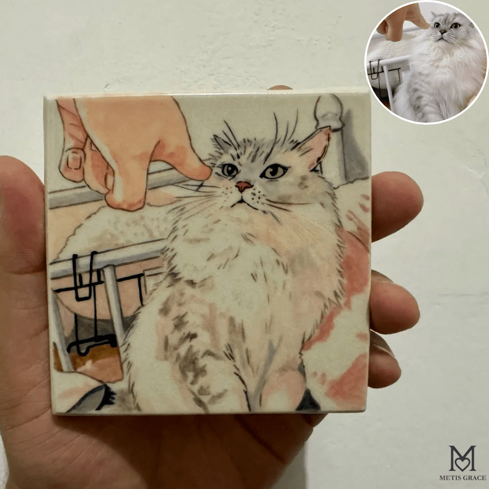 Custom Hand - Painted Ceramic Portrait - Metis Grace