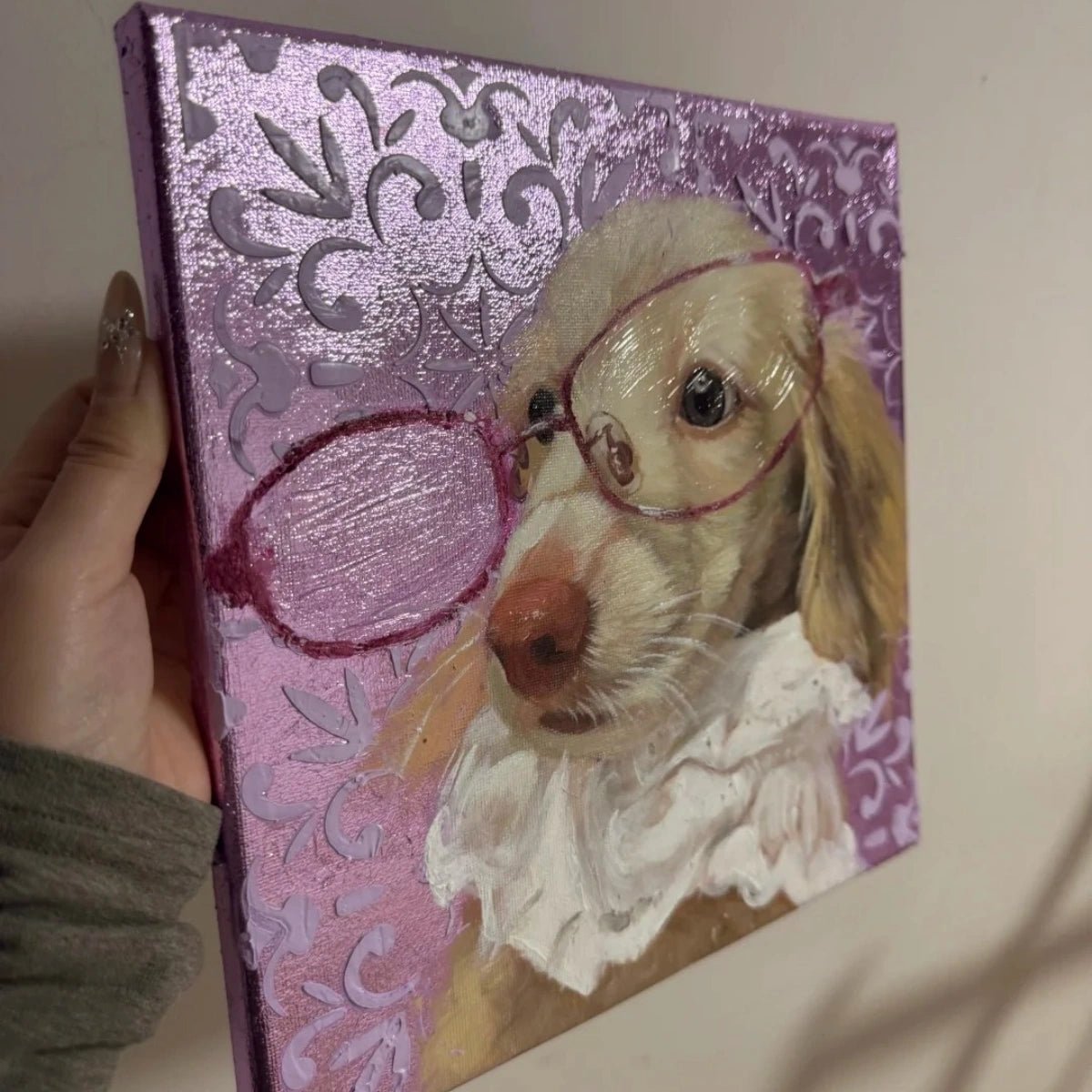 Custom Hand-Painted Pet Portrait – Square Canvas | Textured Color Background - Metis Grace