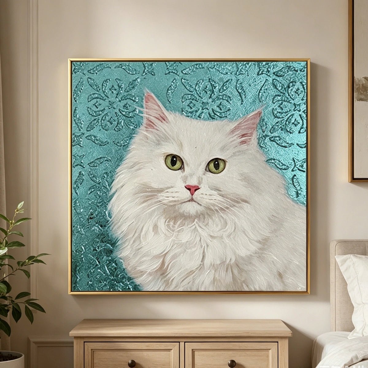 Custom Hand-Painted Pet Portrait – Square Canvas | Textured Color Background - Metis Grace