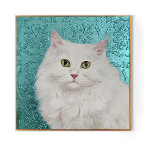 Custom Hand-Painted Pet Portrait – Square Canvas | Textured Color Background - Metis Grace
