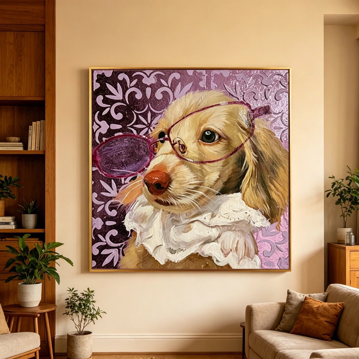Custom Hand-Painted Pet Portrait – Square Canvas | Textured Color Background - Metis Grace