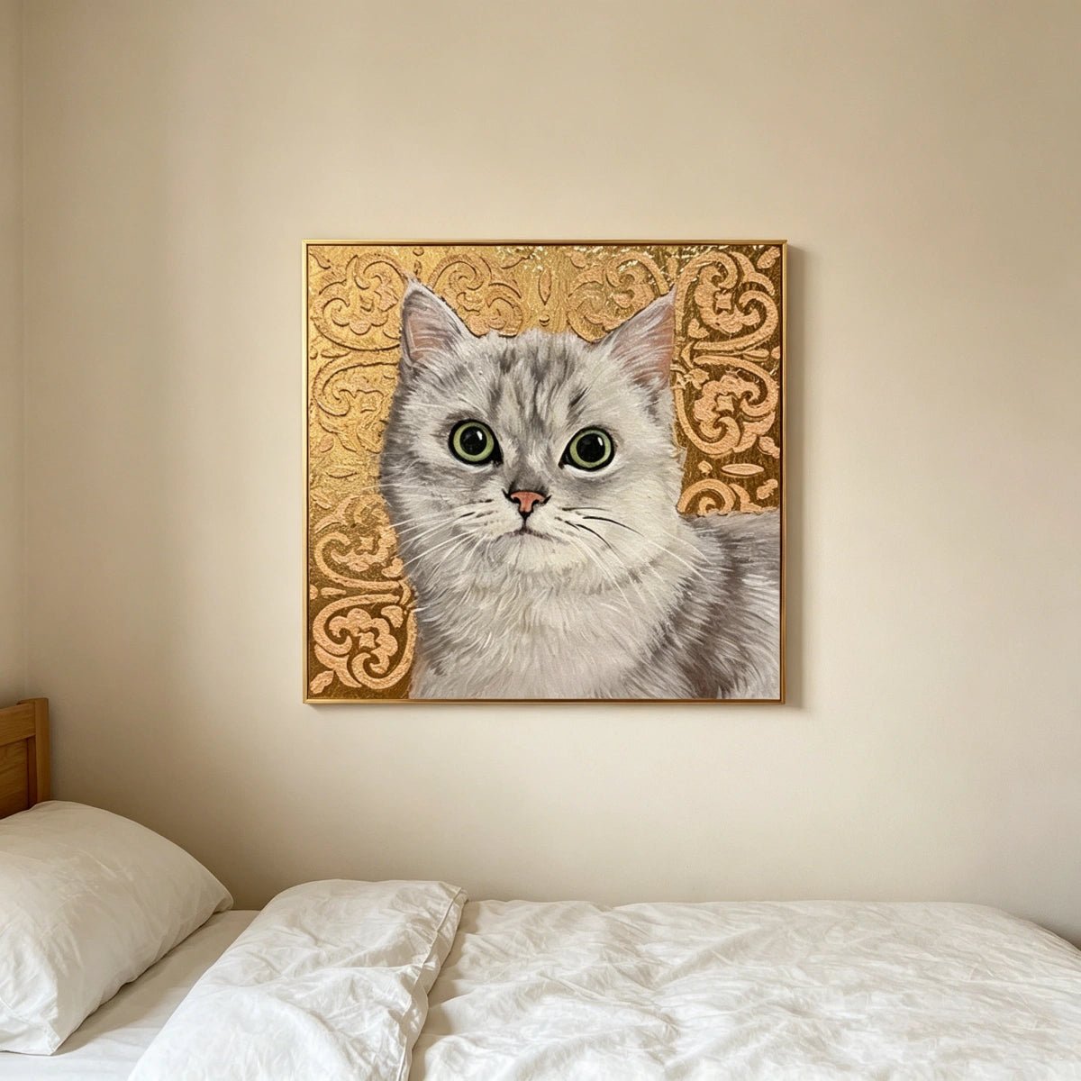 Custom Hand-Painted Pet Portrait – Square Canvas | Textured Color Background - Metis Grace