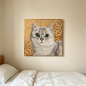 Custom Hand-Painted Pet Portrait – Square Canvas | Textured Color Background - Metis Grace