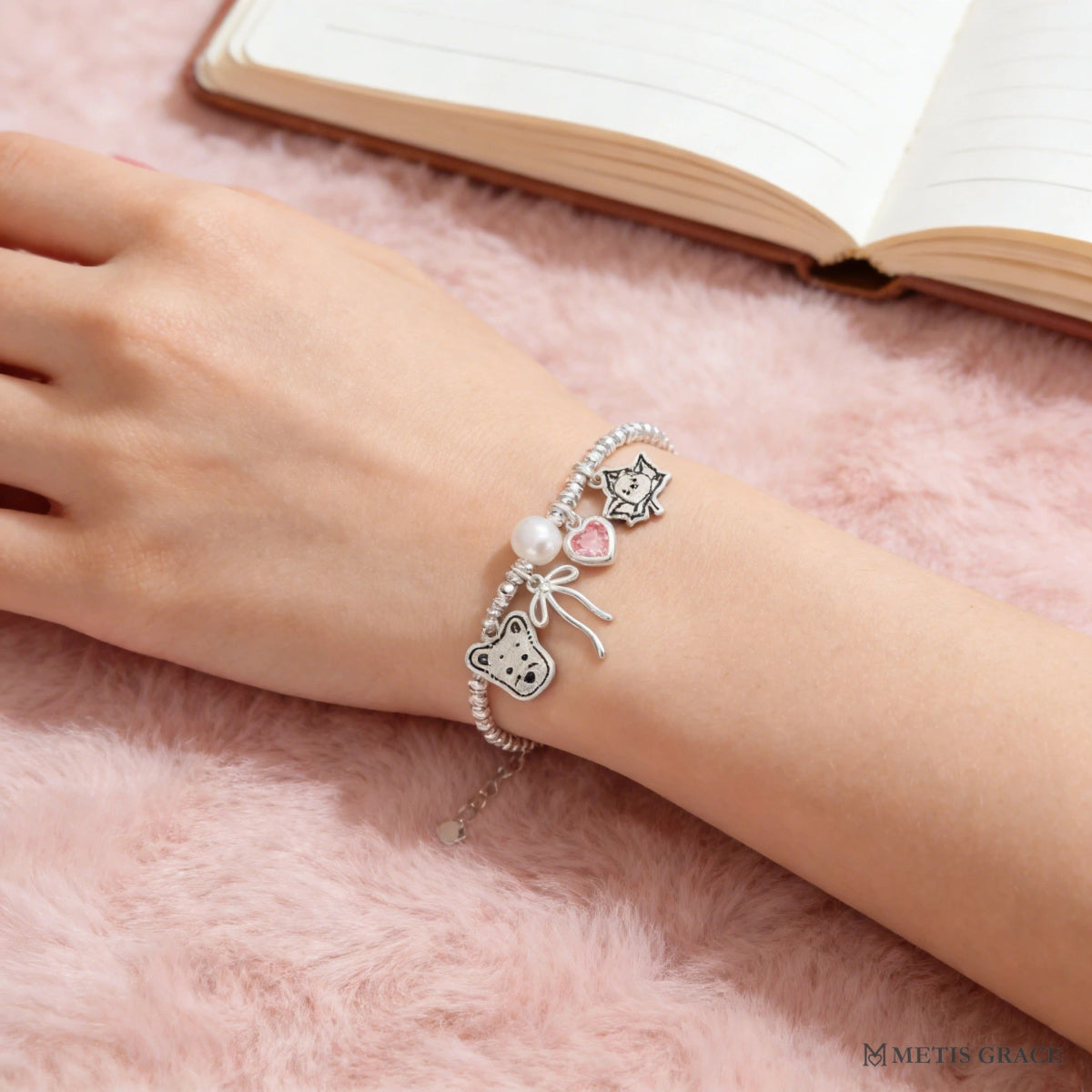 Custom Multi Pet Bracelet – Heart & Bow Sterling Silver - Metis Grace