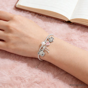 Custom Multi Pet Bracelet – Heart & Bow Sterling Silver - Metis Grace