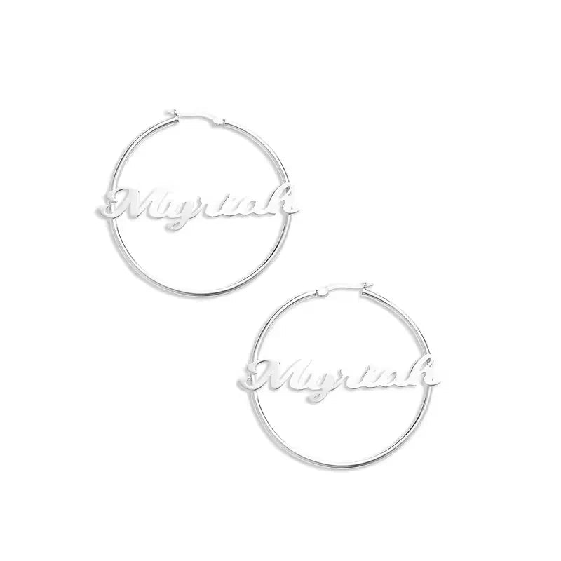 Custom Name Hoop Earrings in S925 Sterling Silver - Metis Grace