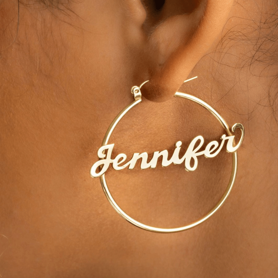Custom Name Hoop Earrings in S925 Sterling Silver - Metis Grace