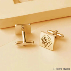 Custom Pet Photo Engraved Square Cufflinks - Metis Grace