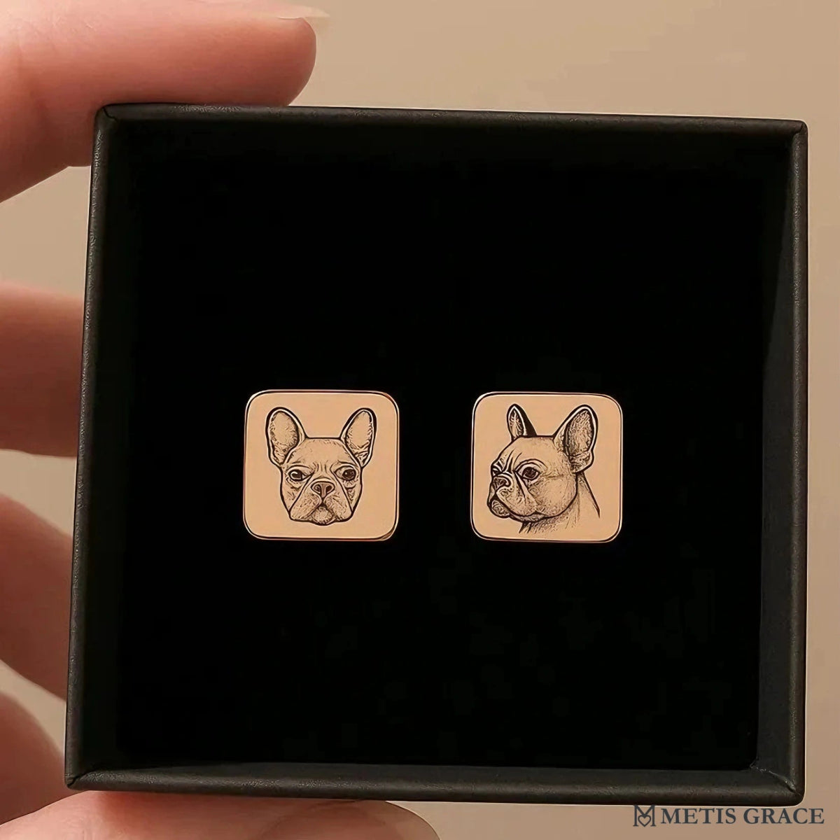 Custom Pet Photo Engraved Square Cufflinks - Metis Grace