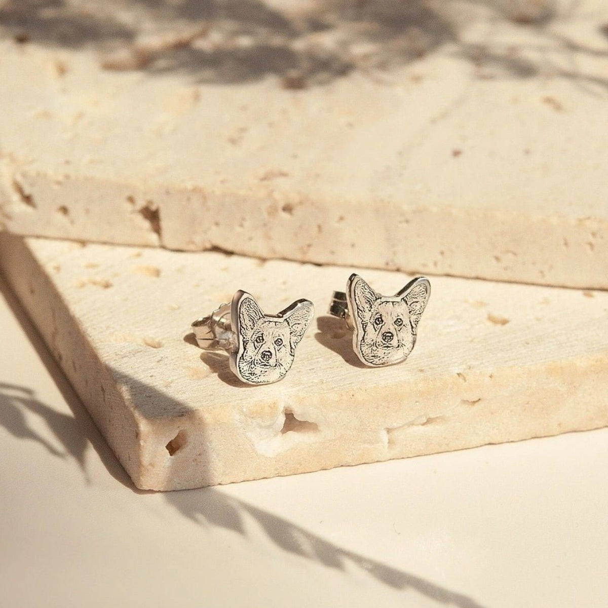 Custom Pet Portrait Outline Stud Earrings - Metis Grace