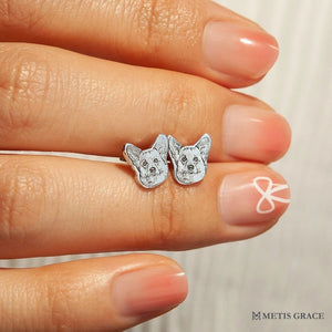 Custom Pet Portrait Outline Stud Earrings - Metis Grace
