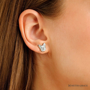 Custom Pet Portrait Outline Stud Earrings - Metis Grace