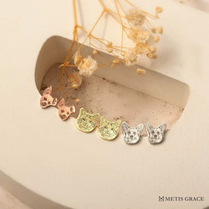 Custom Pet Portrait Outline Stud Earrings - Metis Grace