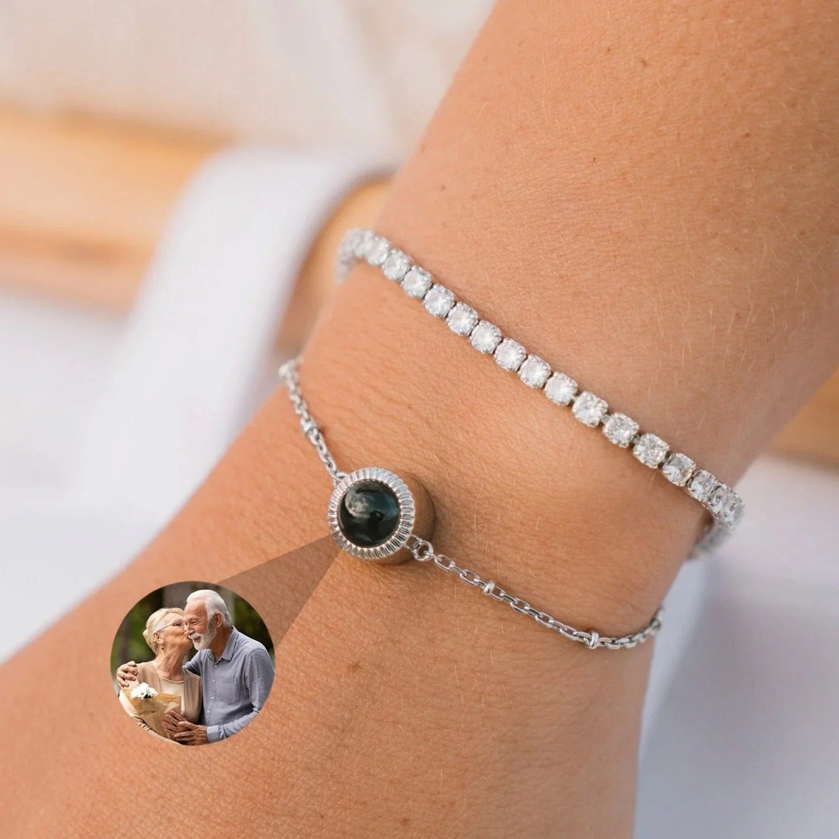 Custom Photo Projection Bracelet in S925 Sterling Silver - Metis Grace