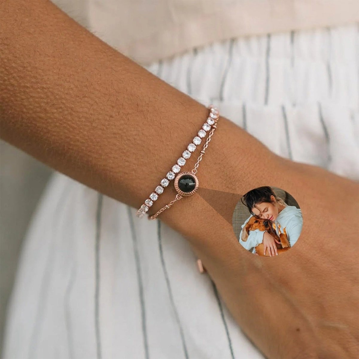 Custom Photo Projection Bracelet in S925 Sterling Silver - Metis Grace