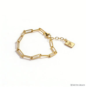 Custom S925 Silver Paperclip Birth Flower Bracelet - Metis Grace