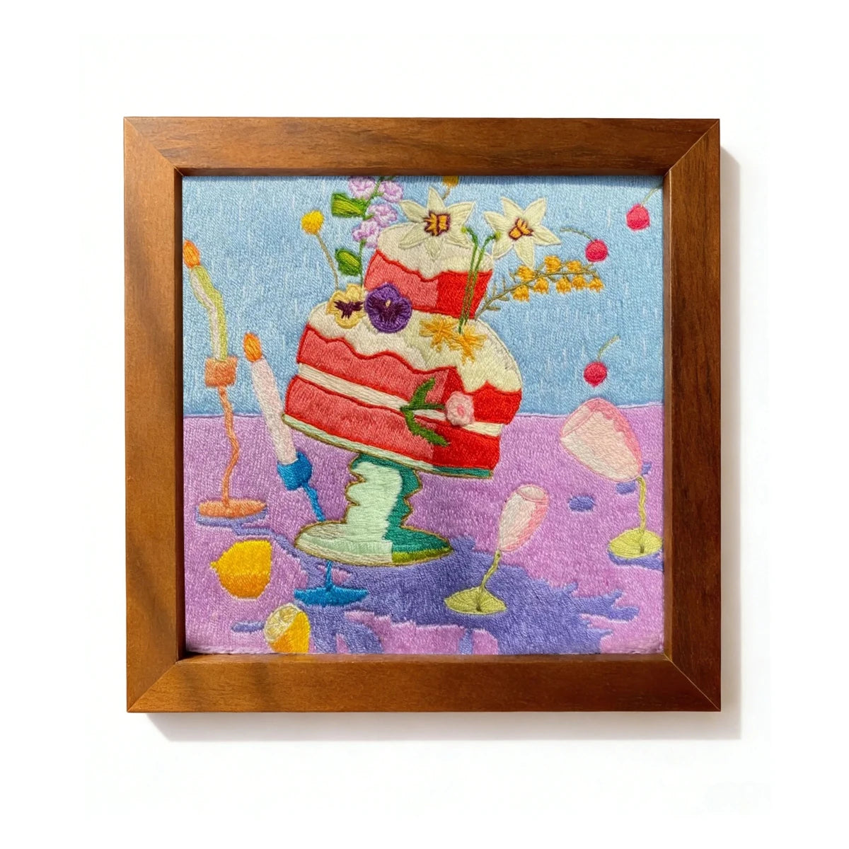 Hand Embroidered Cake Party Framed Art - Metis Grace