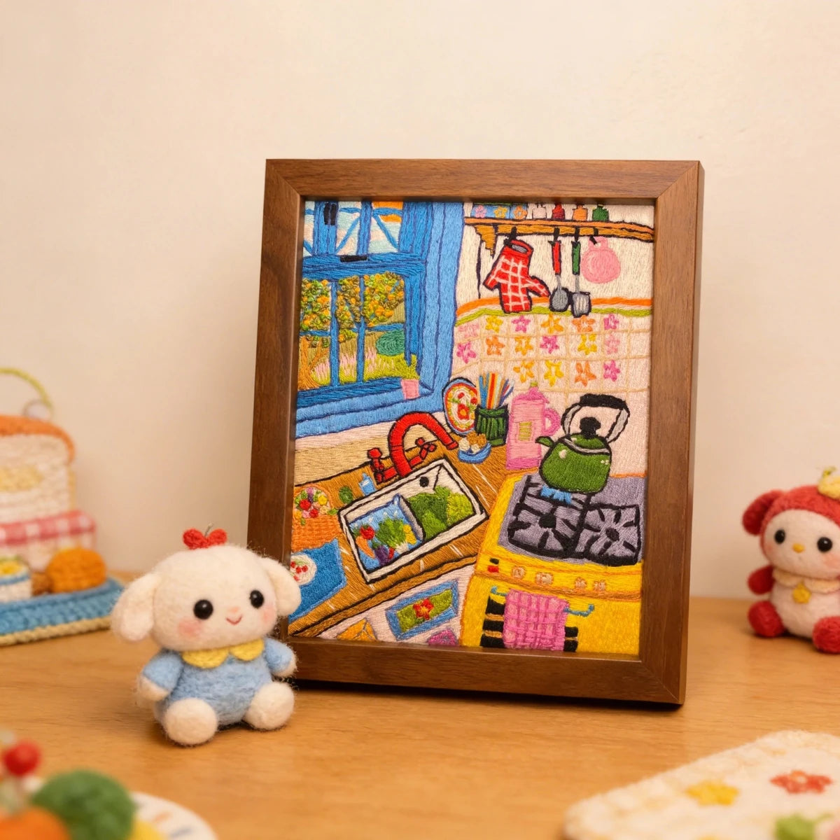 Hand Embroidered Cozy Kitchen Framed Art - Metis Grace