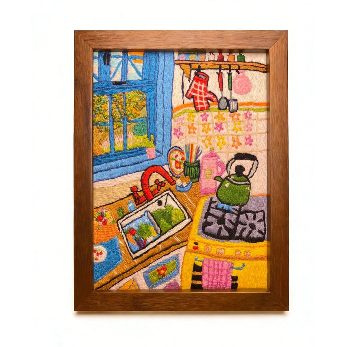 Hand Embroidered Cozy Kitchen Framed Art - Metis Grace