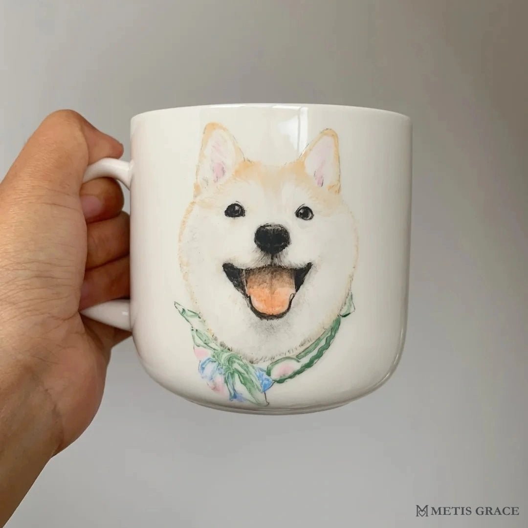 Hand - Painted Custom Pet Portrait Ceramic Mug - Metis Grace
