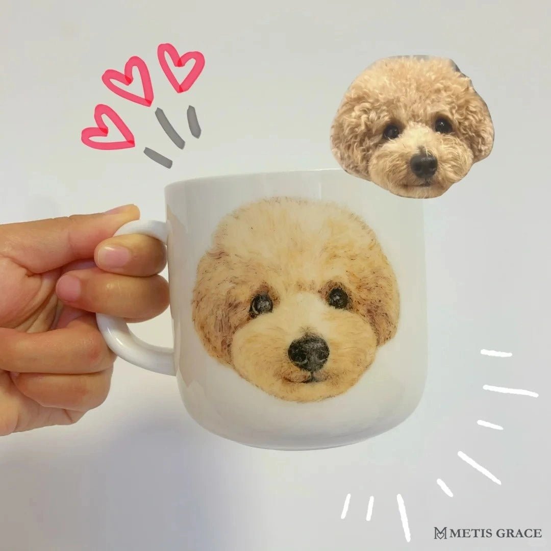 Hand - Painted Custom Pet Portrait Ceramic Mug - Metis Grace