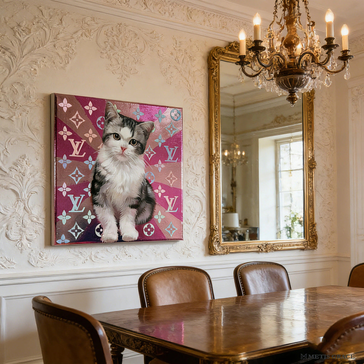 Hand - Painted Custom Pet Portrait – Square Canvas | Personalized Oil Painting - Metis Grace