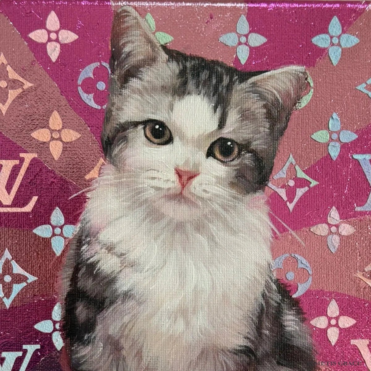 Hand - Painted Custom Pet Portrait – Square Canvas | Personalized Oil Painting - Metis Grace
