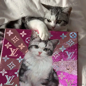 Hand - Painted Custom Pet Portrait – Square Canvas | Personalized Oil Painting - Metis Grace