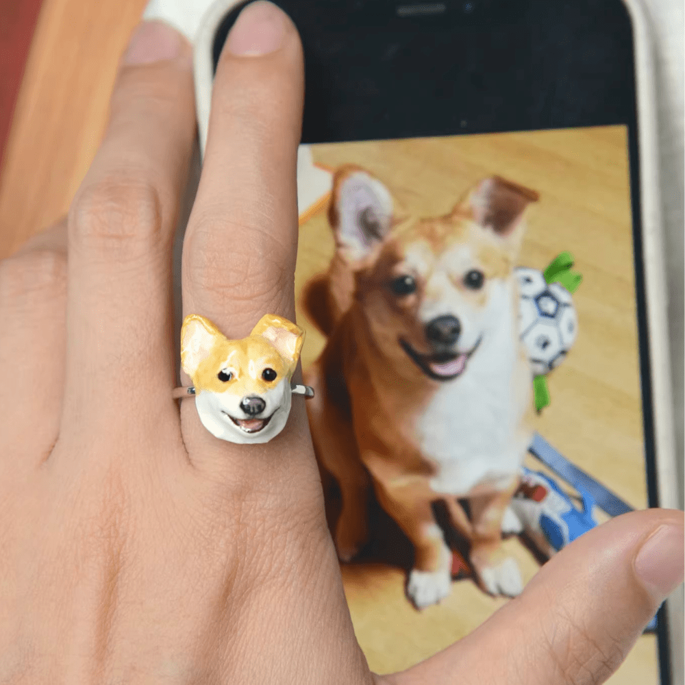 Handmade Clay Pet Portrait Ring - Metis Grace