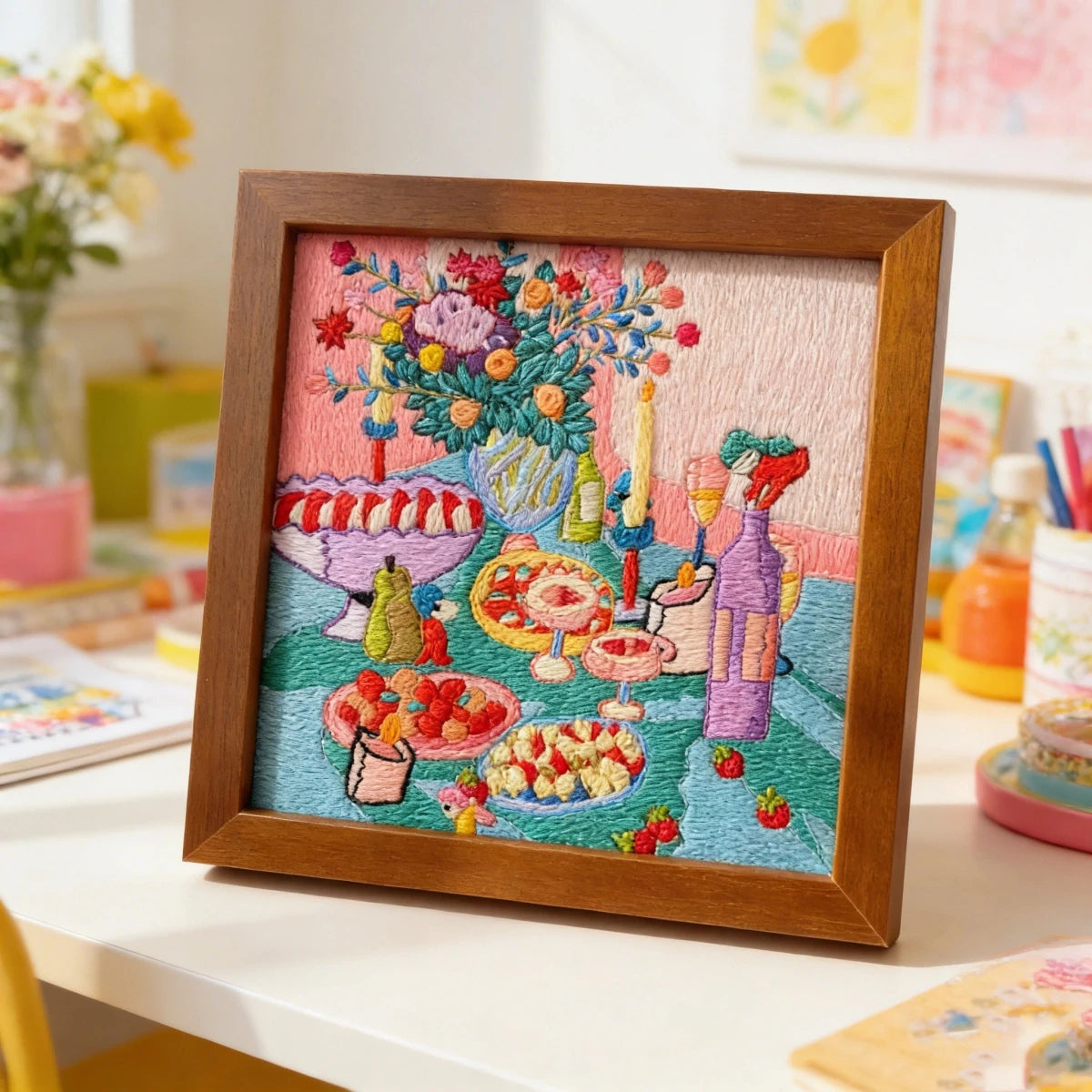 Handmade Spring Floral Embroidery Art - Metis Grace