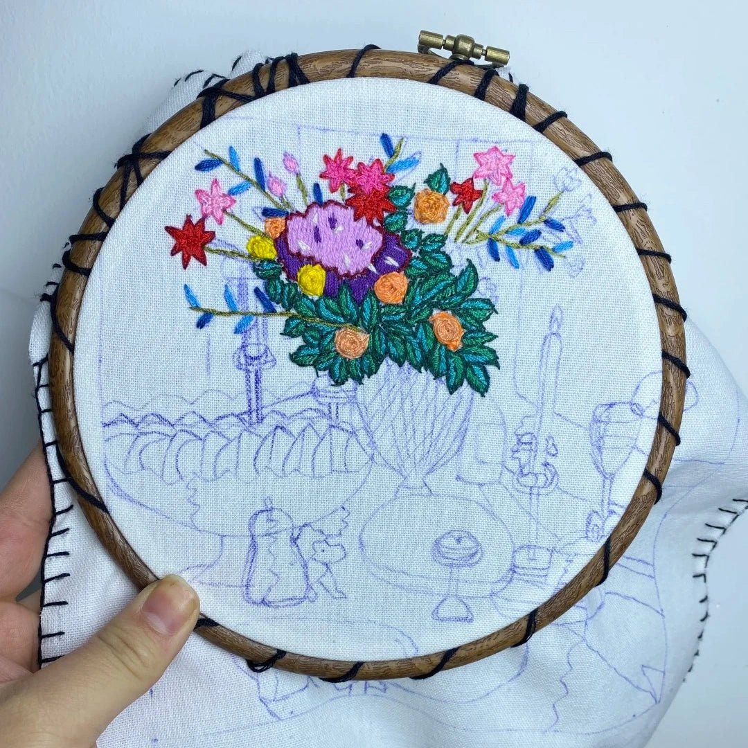 Handmade Spring Floral Embroidery Art - Metis Grace
