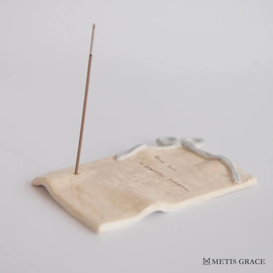 Handwritten Letter Ceramic Incense Holder - Metis Grace